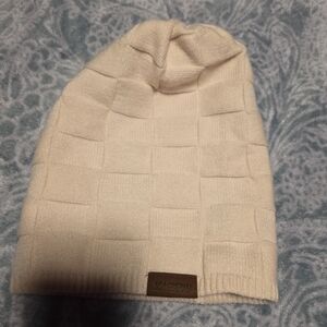 White Knit Beanie Satin Inside